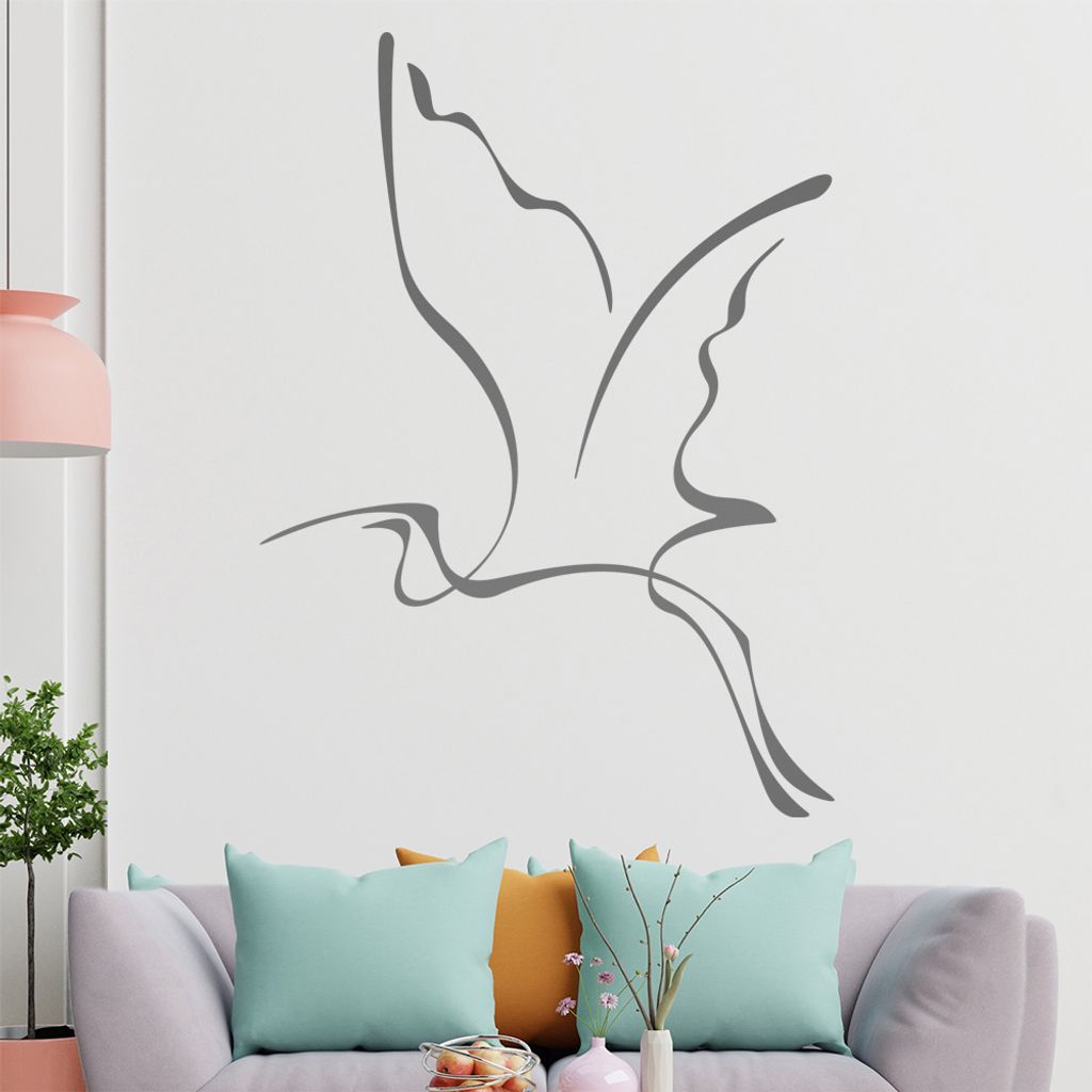 Fliegender Vogel Linien Wandtattoo in 6 Größen - Wandaufkleber Wall Sticker - Dekoration, Küche, Wohnzimmer, Schlafzimmer, Badezimmer