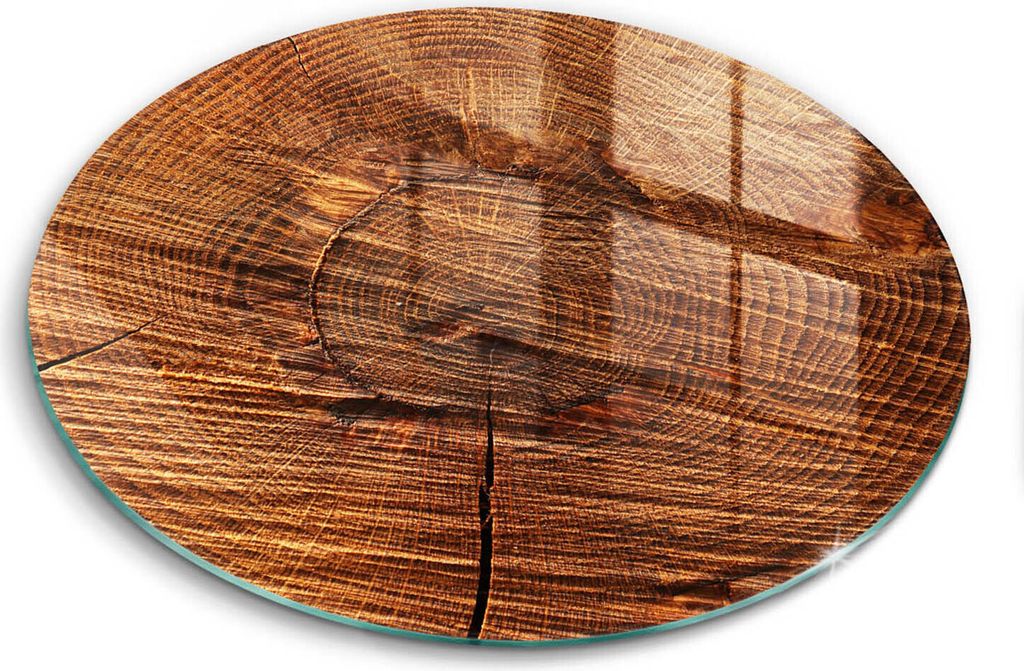 Glasschneideplatte - Herdabdeckplatte - fi40 cm -Schneidebrett - Spritzschutz - Holzstruktur