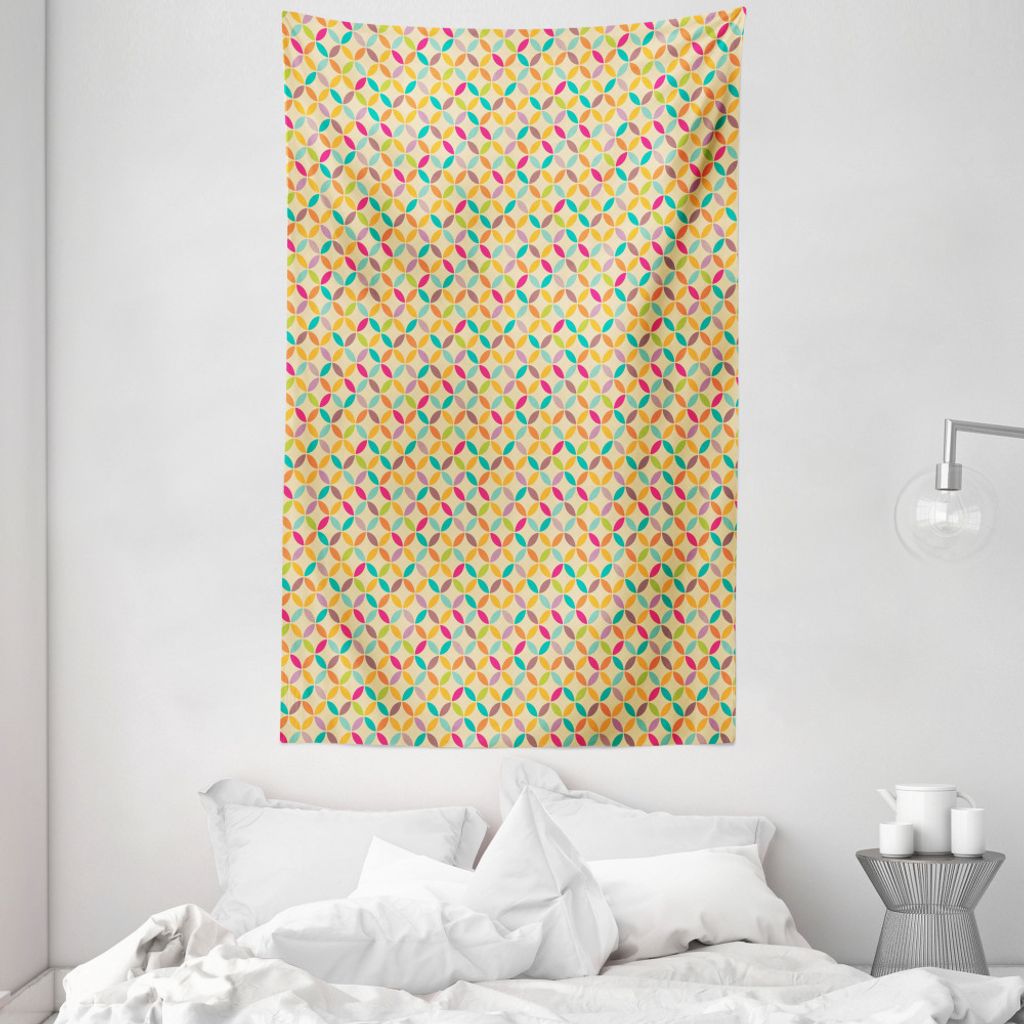 ABAKUHAUS Kreise Wandteppich und Tagesdecke, Geschnittene Shapes aus Weiches Mikrofaser Stoff Waschbar ohne Verblassen Digitaldruck, 140 x 230 cm, ...