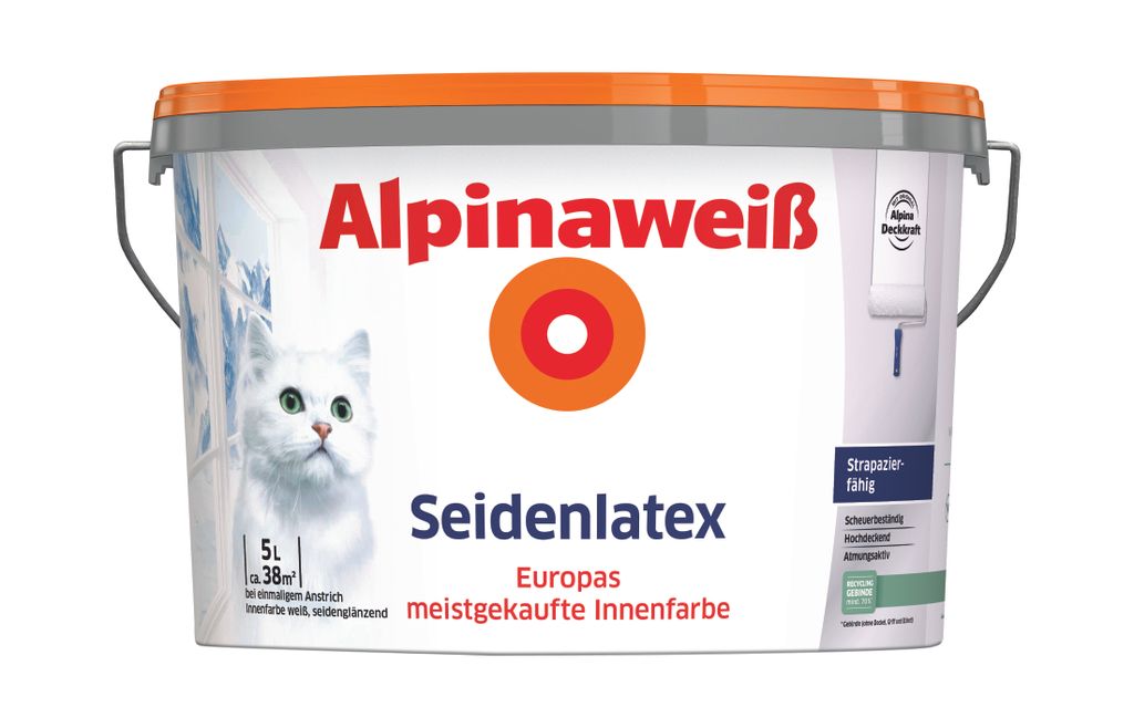 Alpina Seidenlatex Alpinaweiß 5 L seidenglänzend Produktbild 