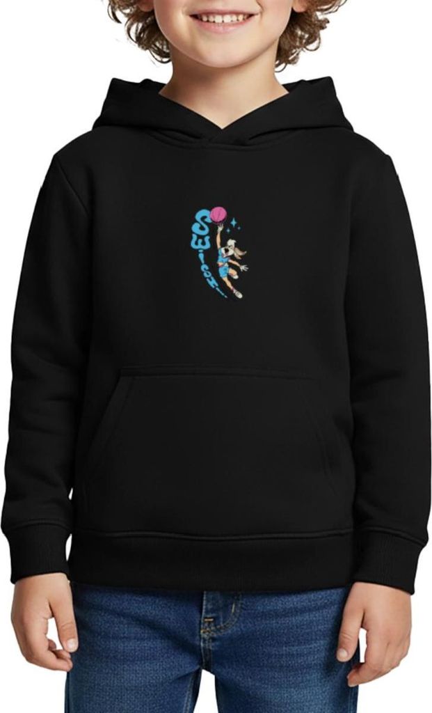 Spreadshirt Looney Tunes Lola Bunny Swish Basketball-Design Kinder Premium Hoodie, 146/152 (10 Jahre), Schwarz
