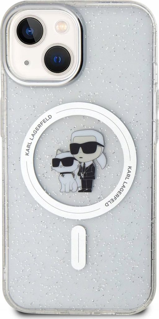Karl Lagerfeld Karl&Choupette Glitter MagSafe Hülle für iPhone 15 Plus transparent Handyhülle