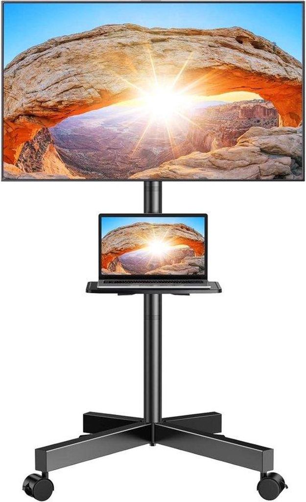 Mobiler TV-Ständer für 23-60 Zoll LED/Gebogene Fernseher mit Lade - Höhenverstellbar Rollend bis 40 kg