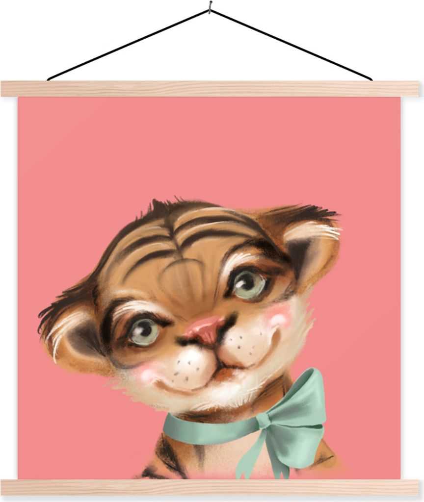 MuchoWow® Textilposter Tiger - Porträt - Schleife 60x60 cm Produktbild 
