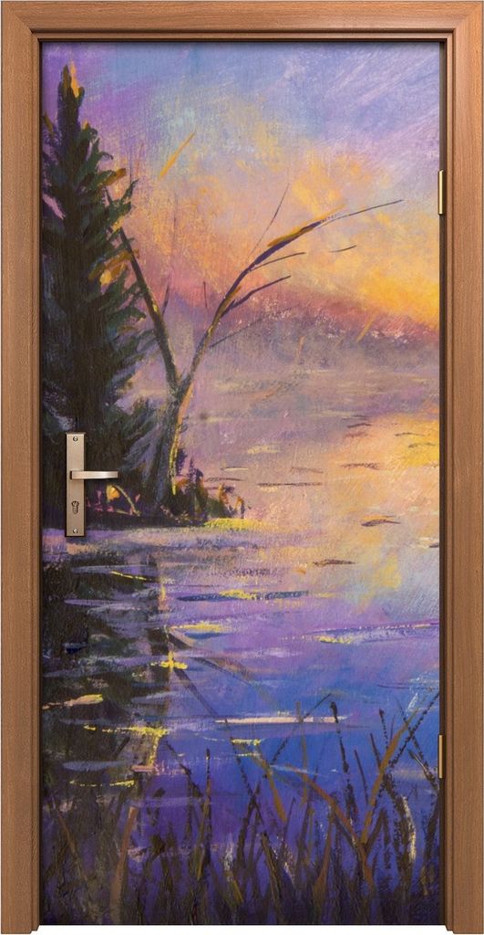 Türposter 90x200 cm Türaufkleber Türtapete Türfolie Klebefolie Malerei See Sonnenaufgang