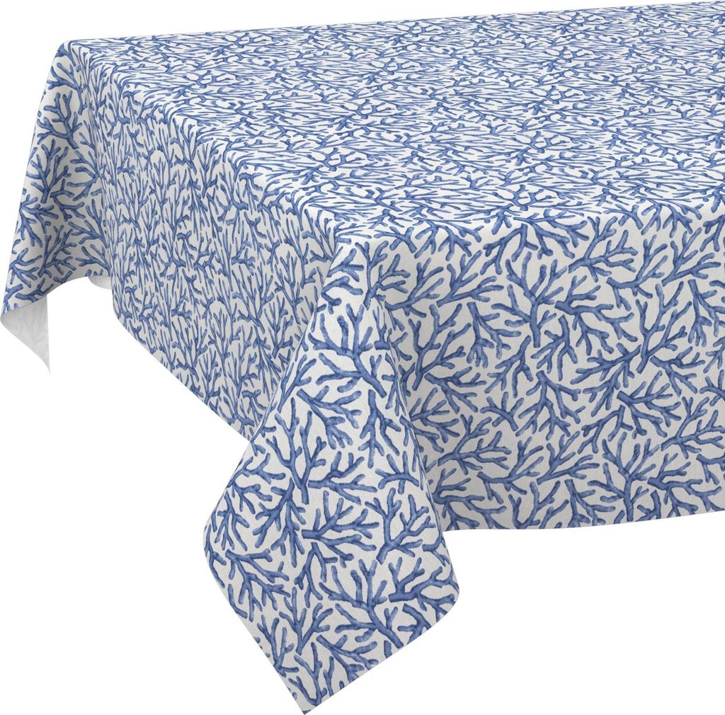 Tischdecke Maritim Korallen Blau 180x140cm Schnittkante Wasserabweisend abwaschbar