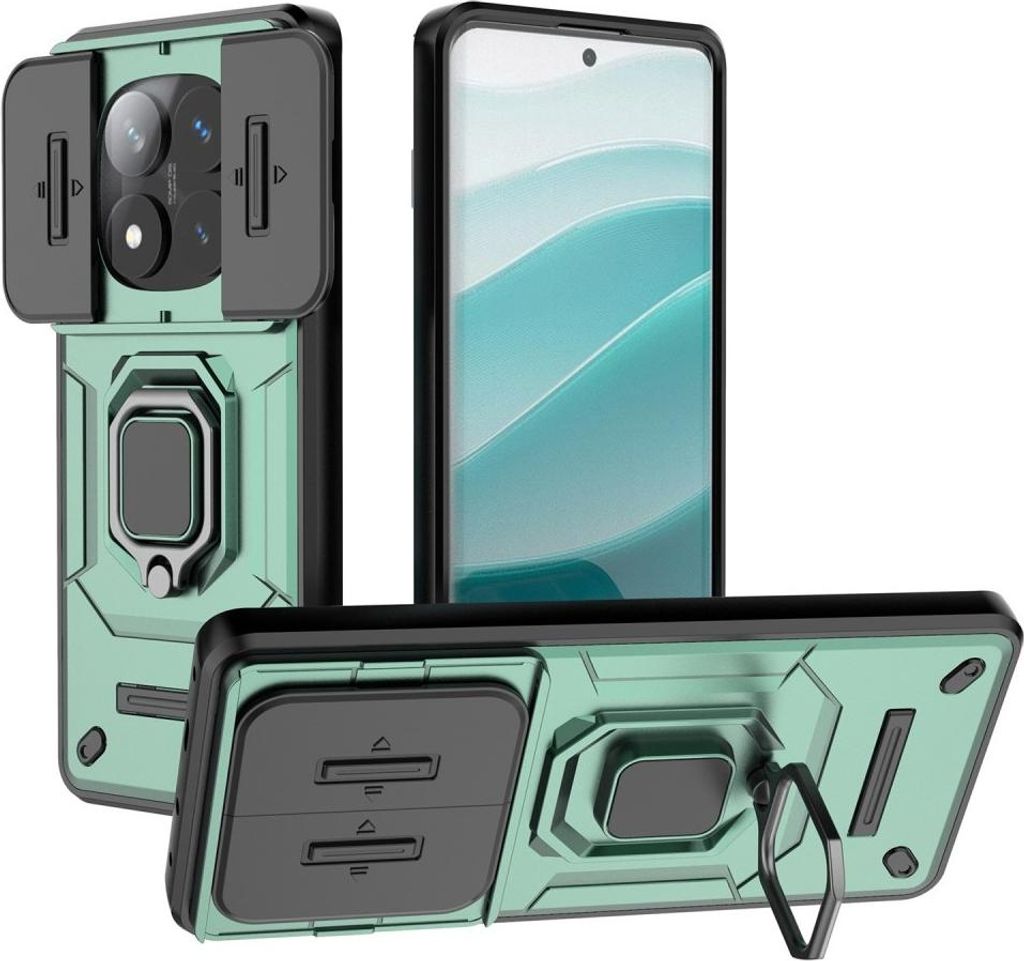 Xiaomi Redmi Note 14 Pro 5G / Poco X7 Hülle - Coverup Ring Ständer Back Cover mit Kamera Schutz - Grün