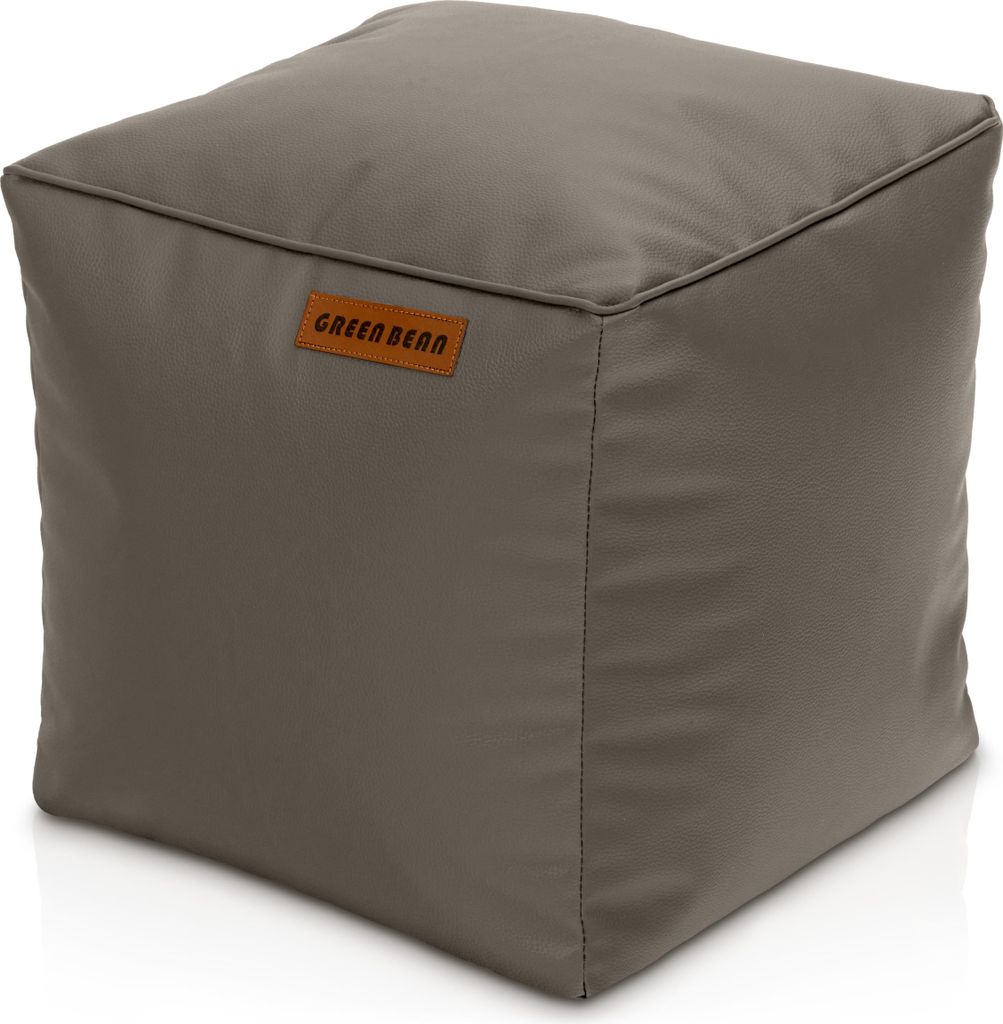 Green Bean Sitzhocker aus Kunstleder - Pouf mit EPS Perlen Füllung - 40 x 40 cm - perfekte Ergänzung zum Sitzsack - Sitzwürfel Sitzkissen Hock...