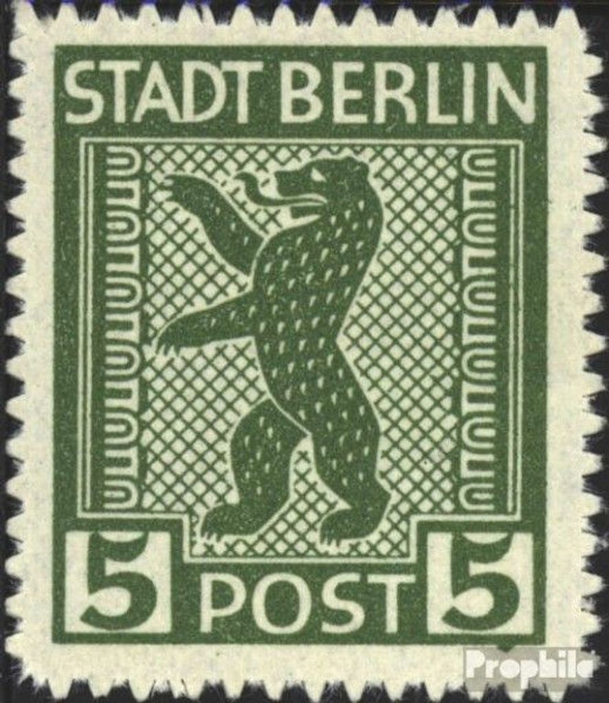 Briefmarken Sowjetische Zone (All.Bes.) 1945 Mi 1A XIV, Fleck unter der rechten 5 (Feld 64) postfrisch Berliner Bär