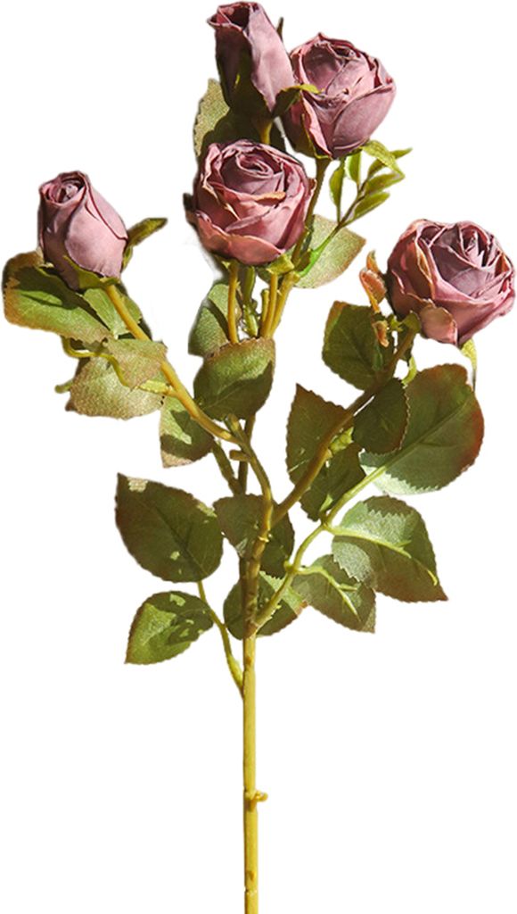 Künstlicher Rosenblütenzweig mit Stiel, gebrannter Rand, grüne Blätter, realistisch, wiederverwendbar, für Zuhause, Hochzeit, Party, Kunstblum...