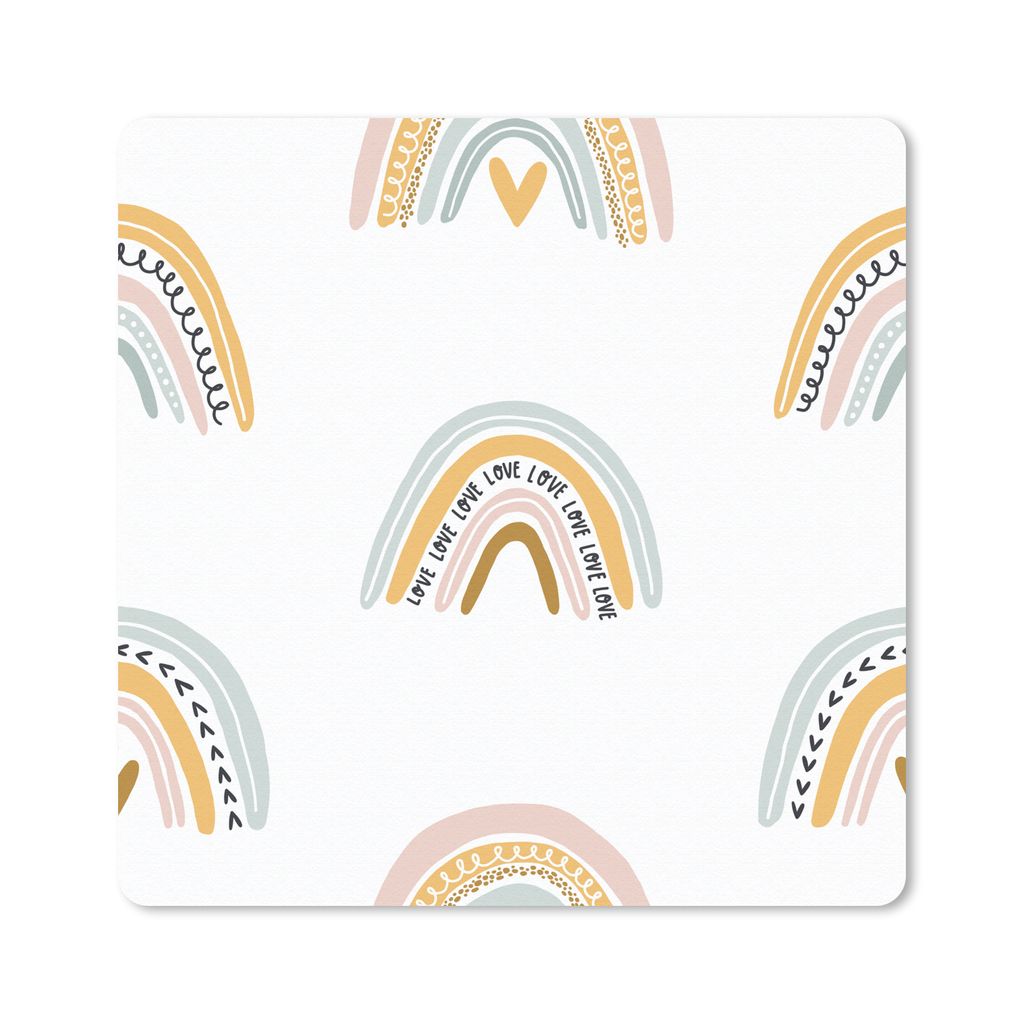 MuchoWow Mauspad Mousepad Mädchen - Design - Regenbogen - Kind 20x20 cm - Mousepads - Maus Mat - Pad - Mausunterlage - Desk Mat - Bureauartikeln