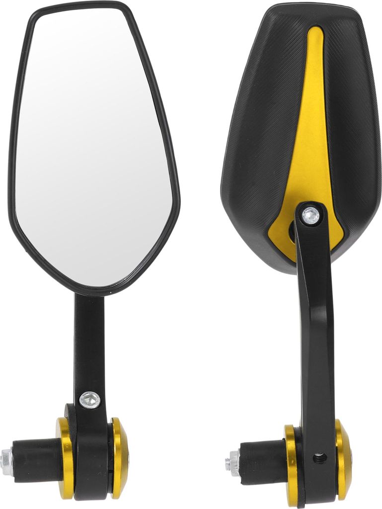 1 Paar Motorrad-Rückspiegel Universal Kunststoff Aluminium Weiß Lenkerspiegel Goldfarben L-förmiger langer Grifftyp
