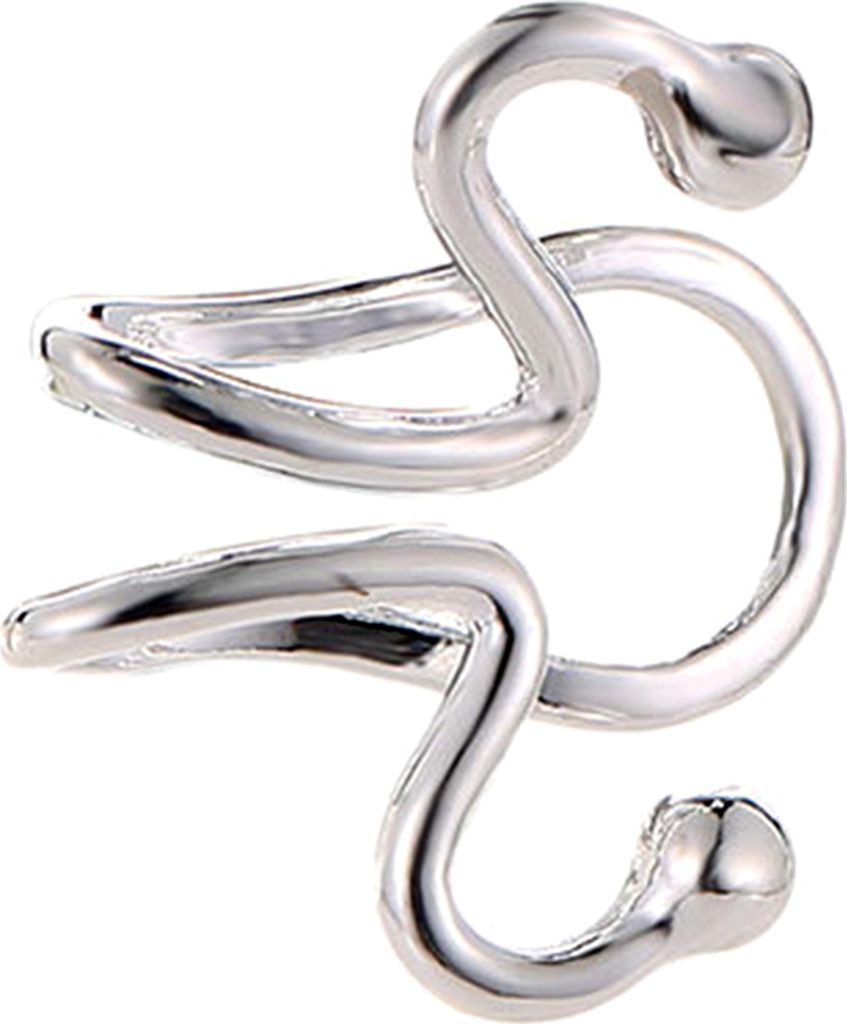 Einfache Damen-Ohrmanschetten-Clip-Ohrringe mit geometrischer Kurve, kein Piercing, Schmuck, Geschenk-Silber