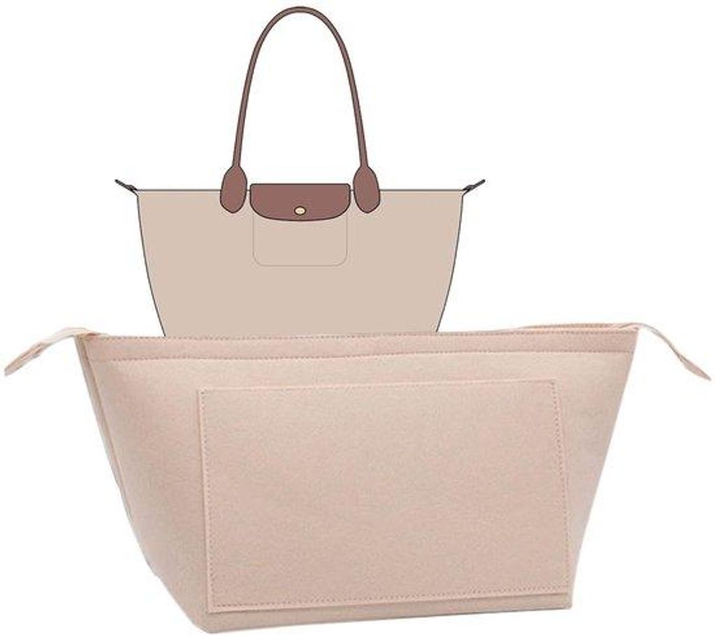 Bag-Organizer für Longchamp Tote Bag, M, mit dichtem Fell, perfekter Größe, für lange Handgriffe, multifunktional, cremefarben