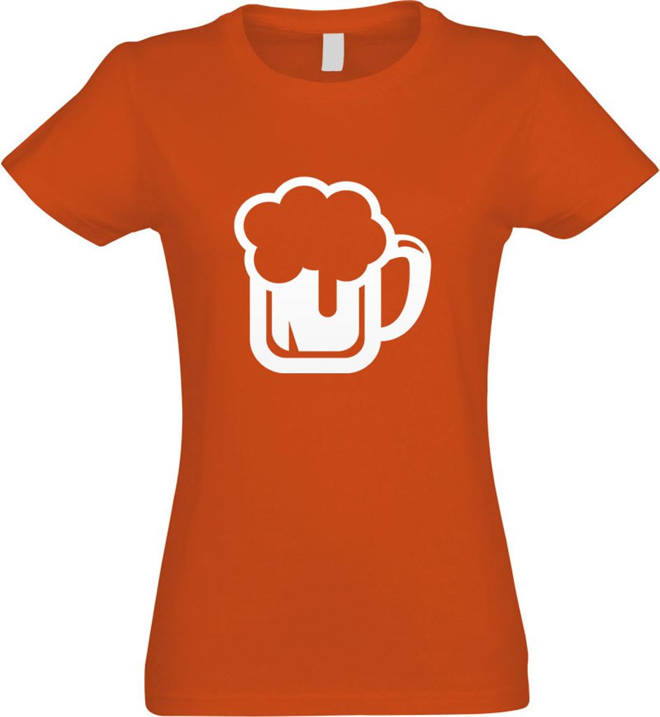 Kiwistar - T-Shirt tailliert - Damen - orange - Bierkrug Bierfass Trinken Glas - mit Motiv Bedruckt - Funshirt Design - Sport - Freizeit - Damen - M