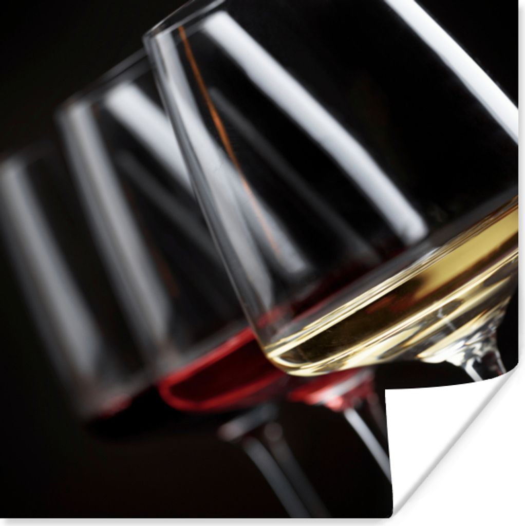 MuchoWow Poster Weinglas - Wein - Alkohol 75x75 cm - Wand Dekoration
