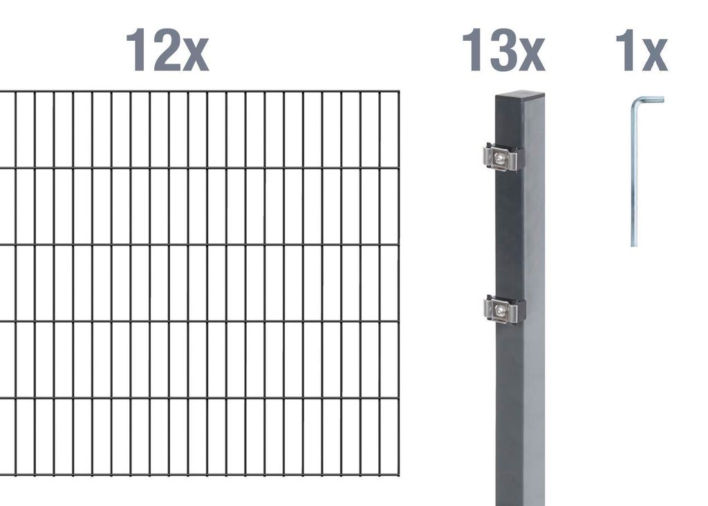 Alberts Doppelstabmatten Zaun, Höhe 200 cm, Länge 24 m, Produktbild 