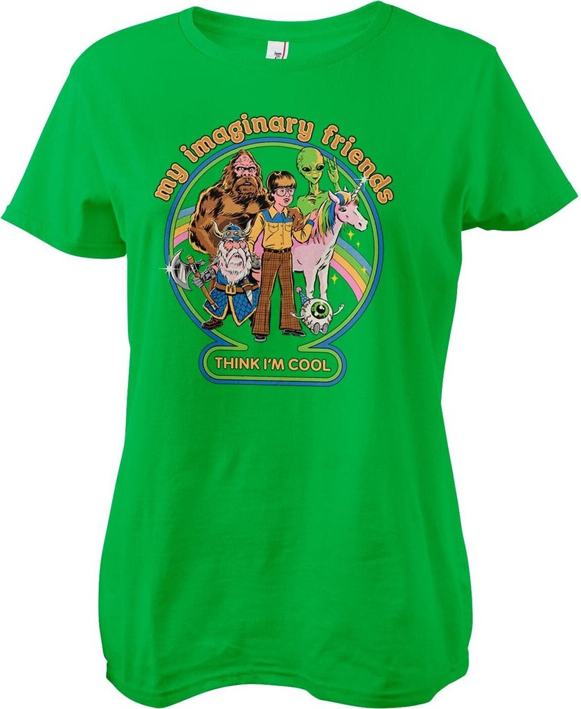 My Imaginary Friends Think I'm Cool Girly Tee - X-Large - Green