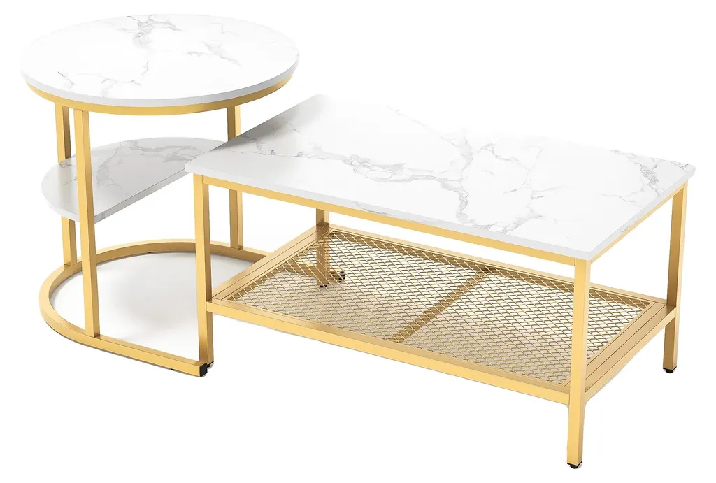 Table basse design moderne dorée rangement gain de place montage facile B