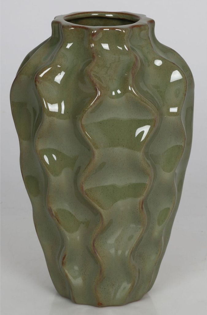 6x Tischvasen mit Wellen aus Keramik, Übertopf für Blumen, Deko Töpfe für Rosen, Tulpen oder Pampasgras, Kübel für Innen, Gefäße für Kunst...