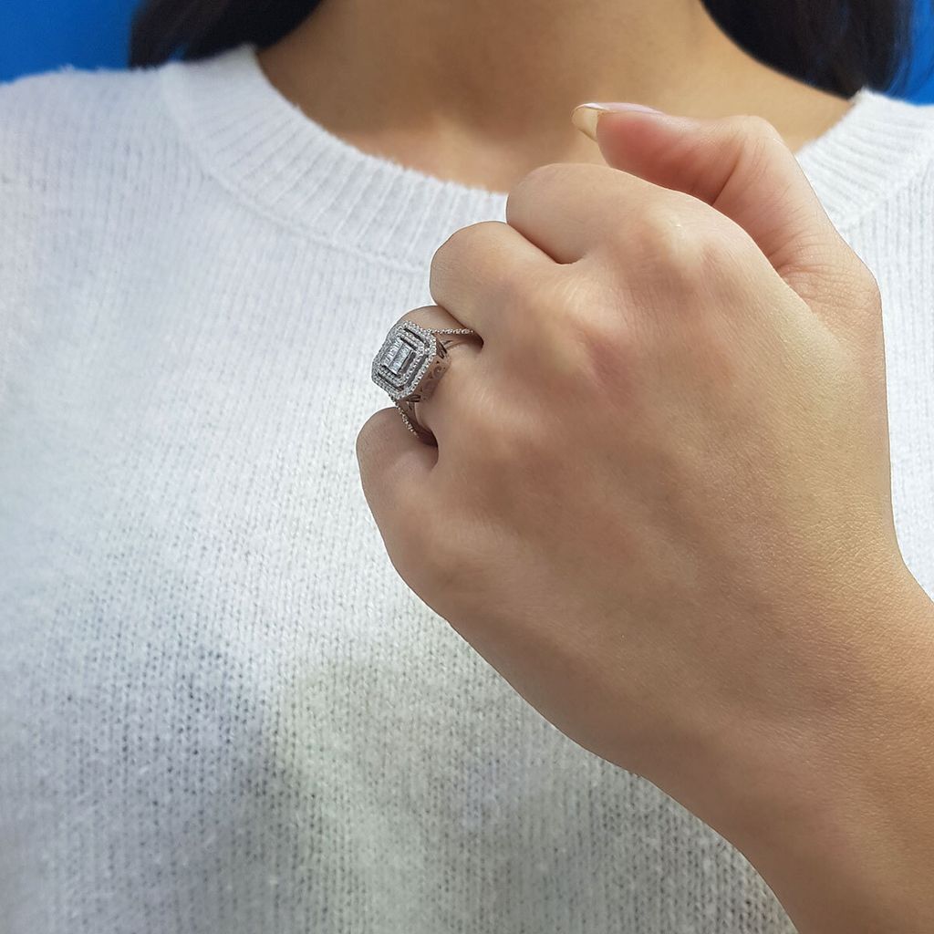 0,50 Carat Diamantring mit Diamanten in Baguette-Schliff - 59 (18,80 mm)