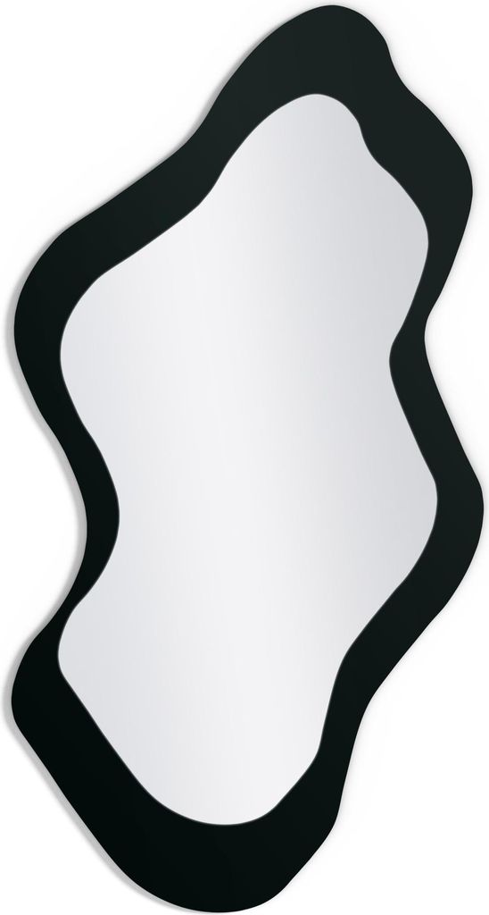DEQORI Wandspiegel Organisch 48,9x93,8 cm 'Unifarben - Schwarz' Spiegel Badspiegel Bad