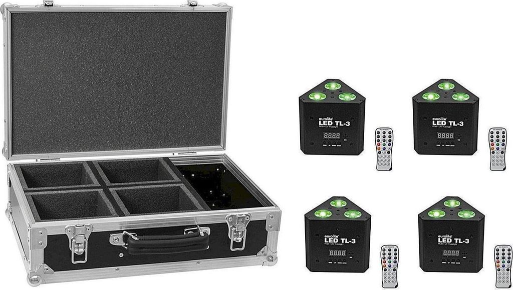 EUROLITE Set 4x LED TL-3 RGB+UV Trusslight + Case