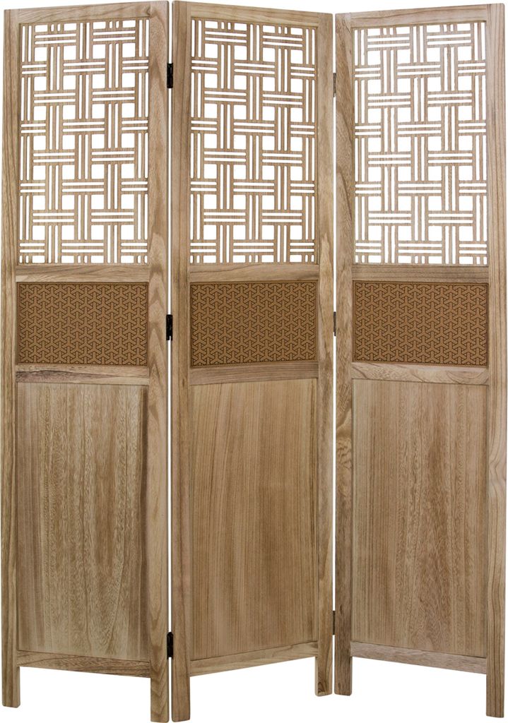 3 Pliez paravent bois chambre diviseur écran partition Image du produit 