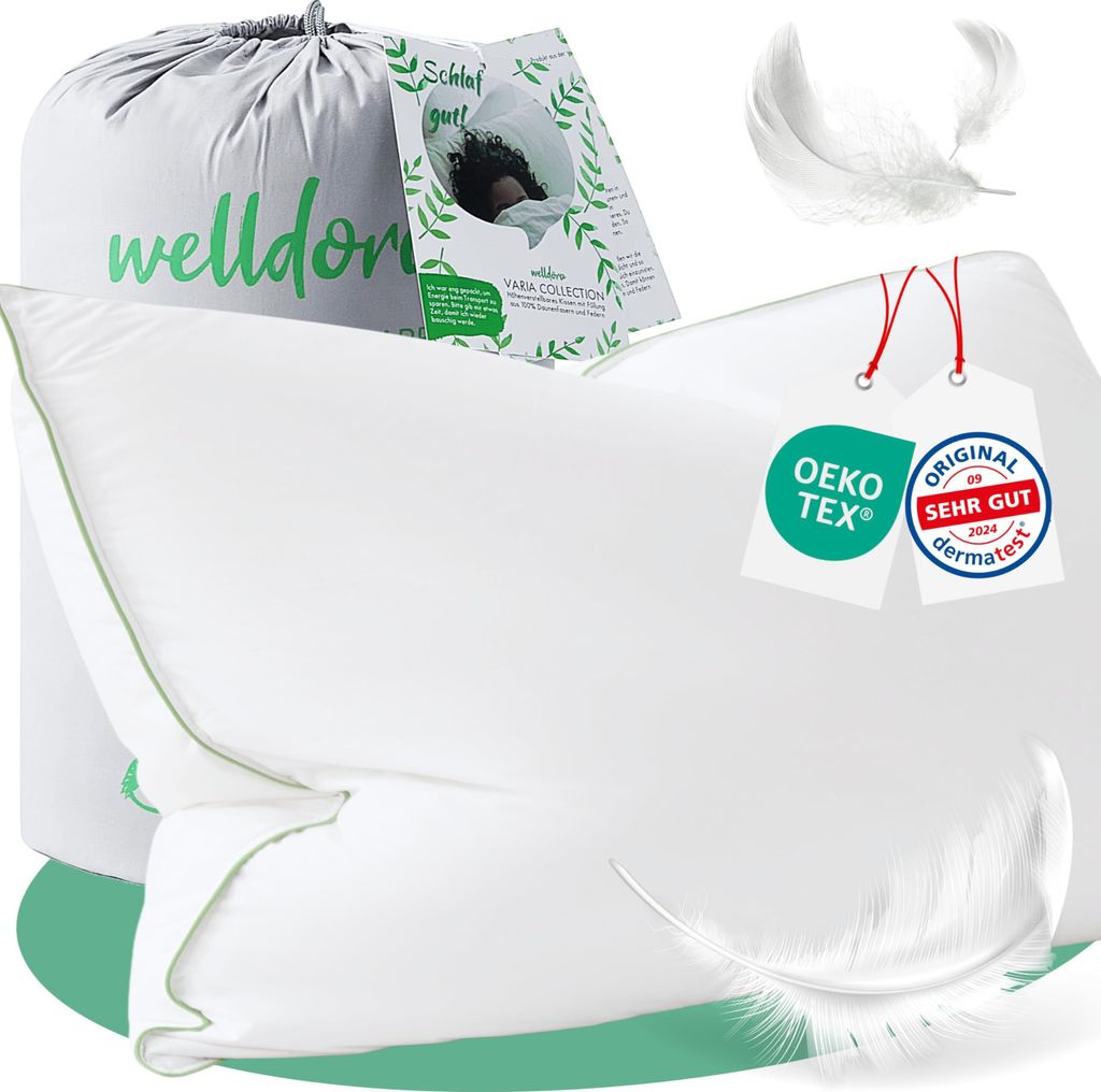 Welldora Premium Kopfkissen 40x80 - 100% natürliche Produktbild 