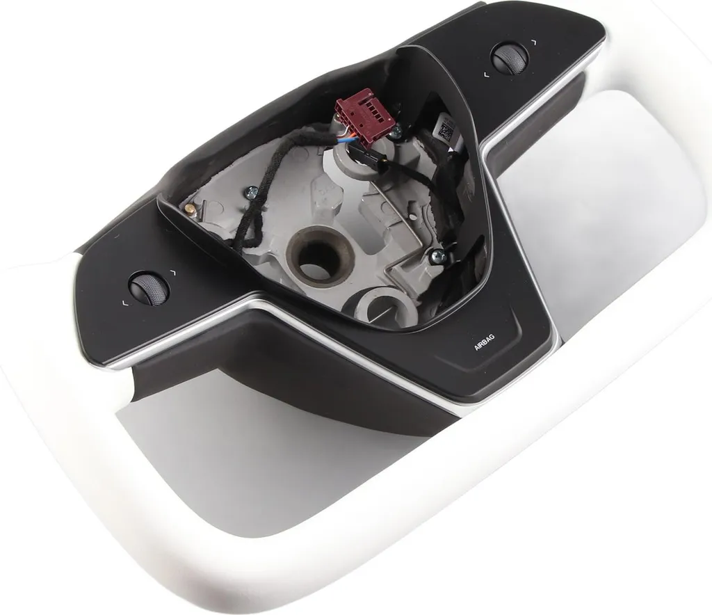 Volant Yoke Tesla Model Y 2021-2024 en Cuir Nappa Blanc Chauffant
