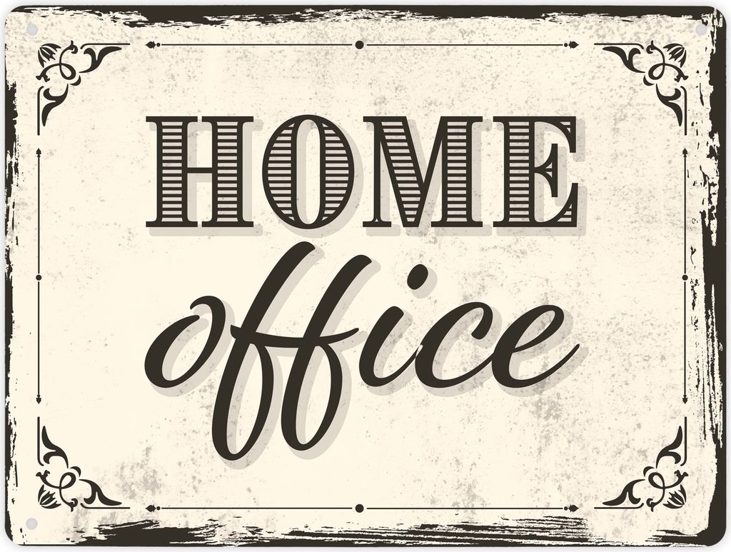 Metallschild XL in 21x28 cm Motiv - Homeoffice im Produktbild 