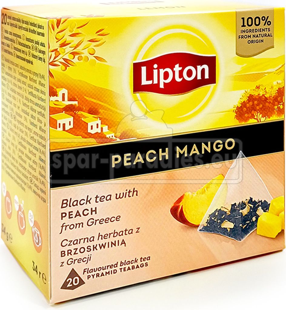 Lipton Schwarzer Tee mit Pfirsich aus Griechenland in Teebeuteln 20x34g