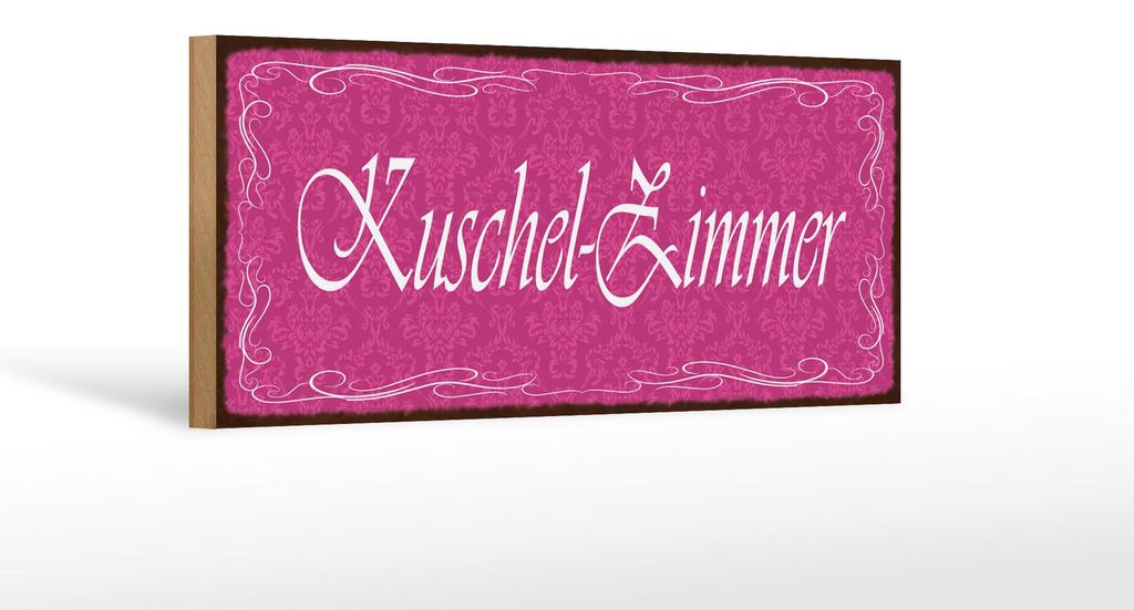 Holzschild Hinweis Kuschel-Zimmer , 27 x 10 cm, Holzschilder Raumbezeichnung