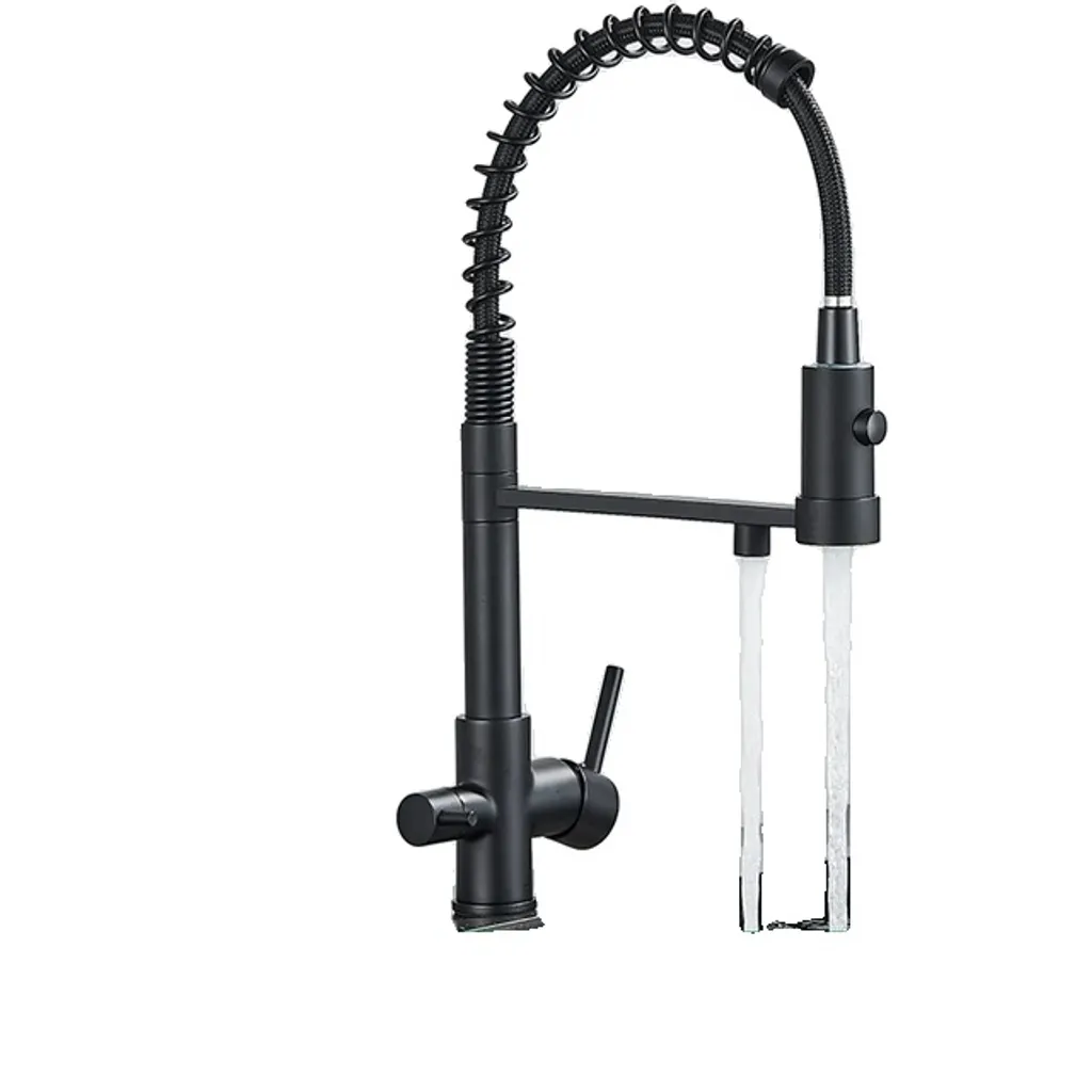 Miscelatore Professionale Cucina 3 Vie Ottone Nero Opaco Filtraggio