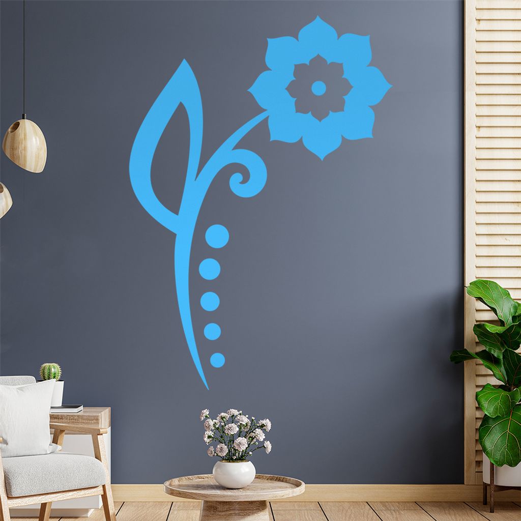 Blume - Linien Punkte Wandtattoo in 6 Größen - Wandaufkleber Wall Sticker - Dekoration, Küche, Wohnzimmer, Schlafzimmer, Badezimmer