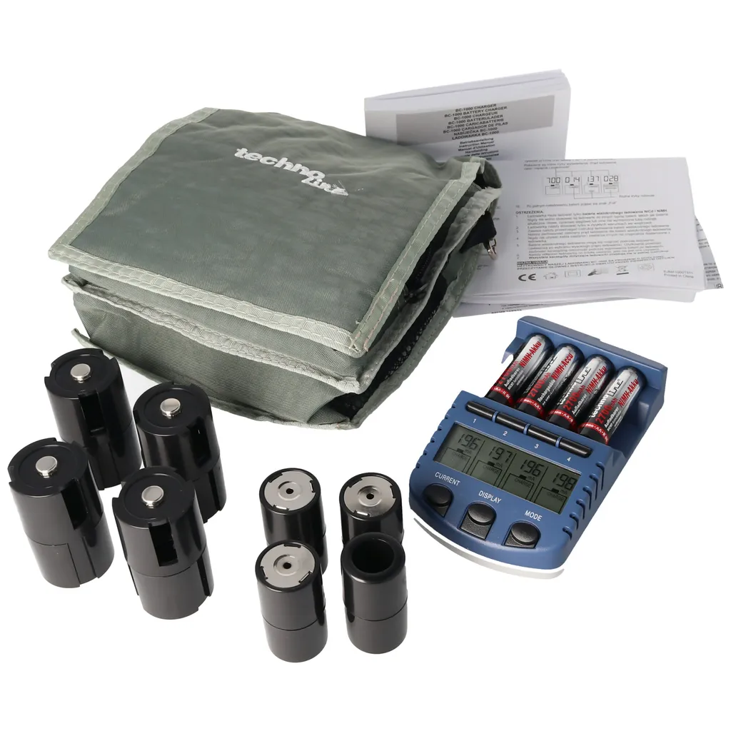 Technoline BC1000 Chargeur avec Écran LCD et 4 Piles Incluses NiMH - 6