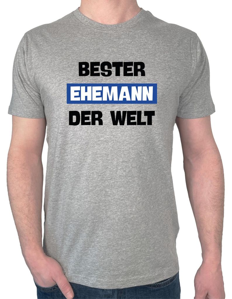 Huuraa Herren T-Shirt Bester Ehemann der Welt S Sport Grey Bio Baumwolle Fairtrade Herrenshirt Geschenkidee