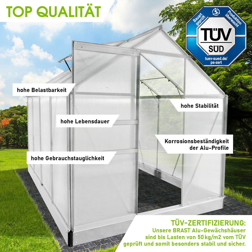 BRAST Gewächshaus Aluminium mit Fundament Kaufland.de