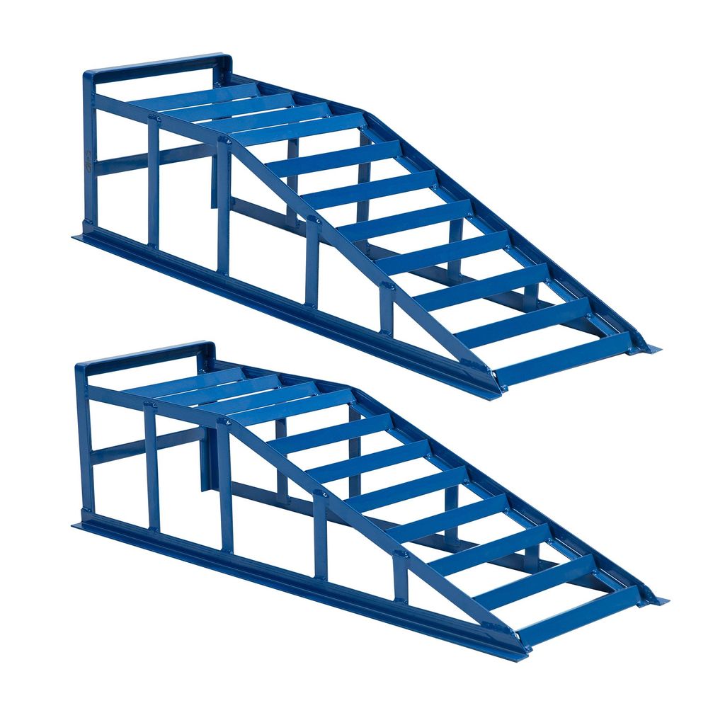 GIHAUVIA 2 x KFZ Auto Auffahrrampe Rampe Wagenheber Hebebühne PKW Rampe Auffahrbock Blau bis 265er Räder