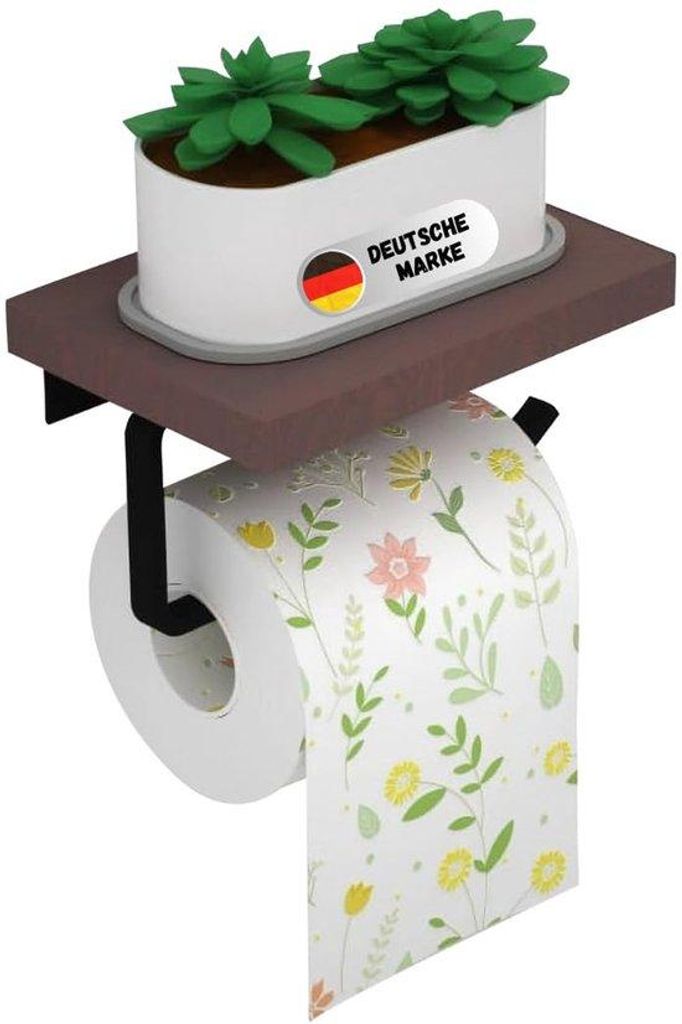 Toilettenpapierhalter Walnuss Holz schwarz braun Badzimmer
