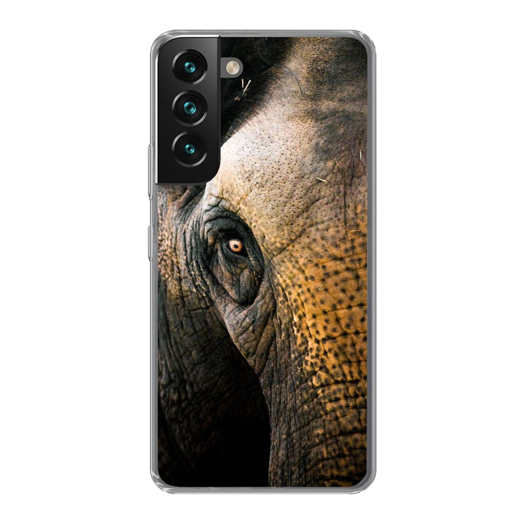 MuchoWow Handyhülle Schutzhülle Hülle für Samsung Galaxy S22 Elefant - Nahaufnahme - Tiere - Natur Silikon Softcase Handy Hülle - Mobiltelef...