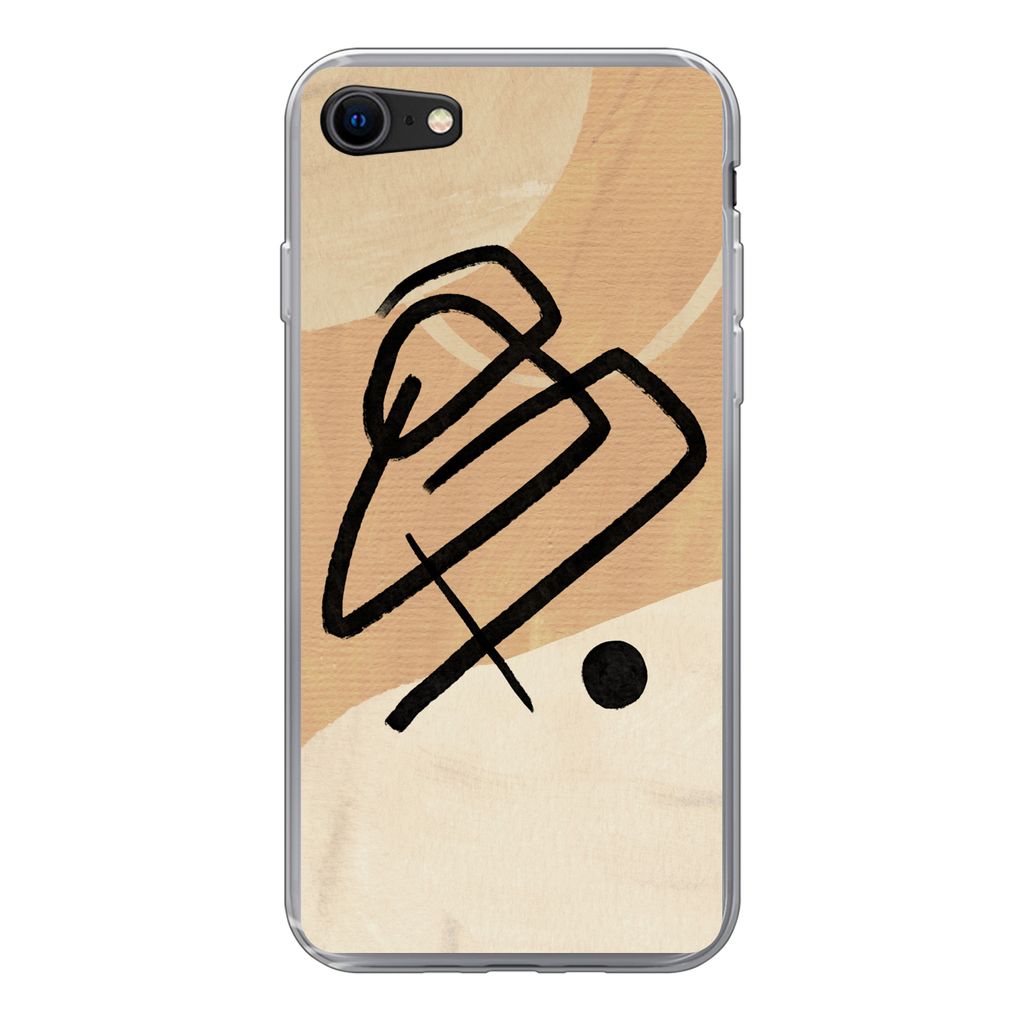 MuchoWow Handyhülle Schutzhülle Hülle für iPhone SE 2022 Schwarz - Design - Braun Silikon Softcase Handy Hülle - Schutzhülle