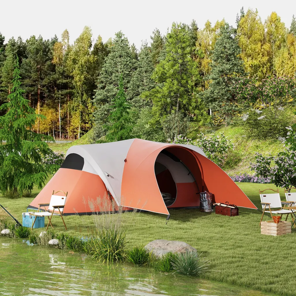 Tente tunnel imperméable 6 personnes avec fenêtres - Modèle Familial XL