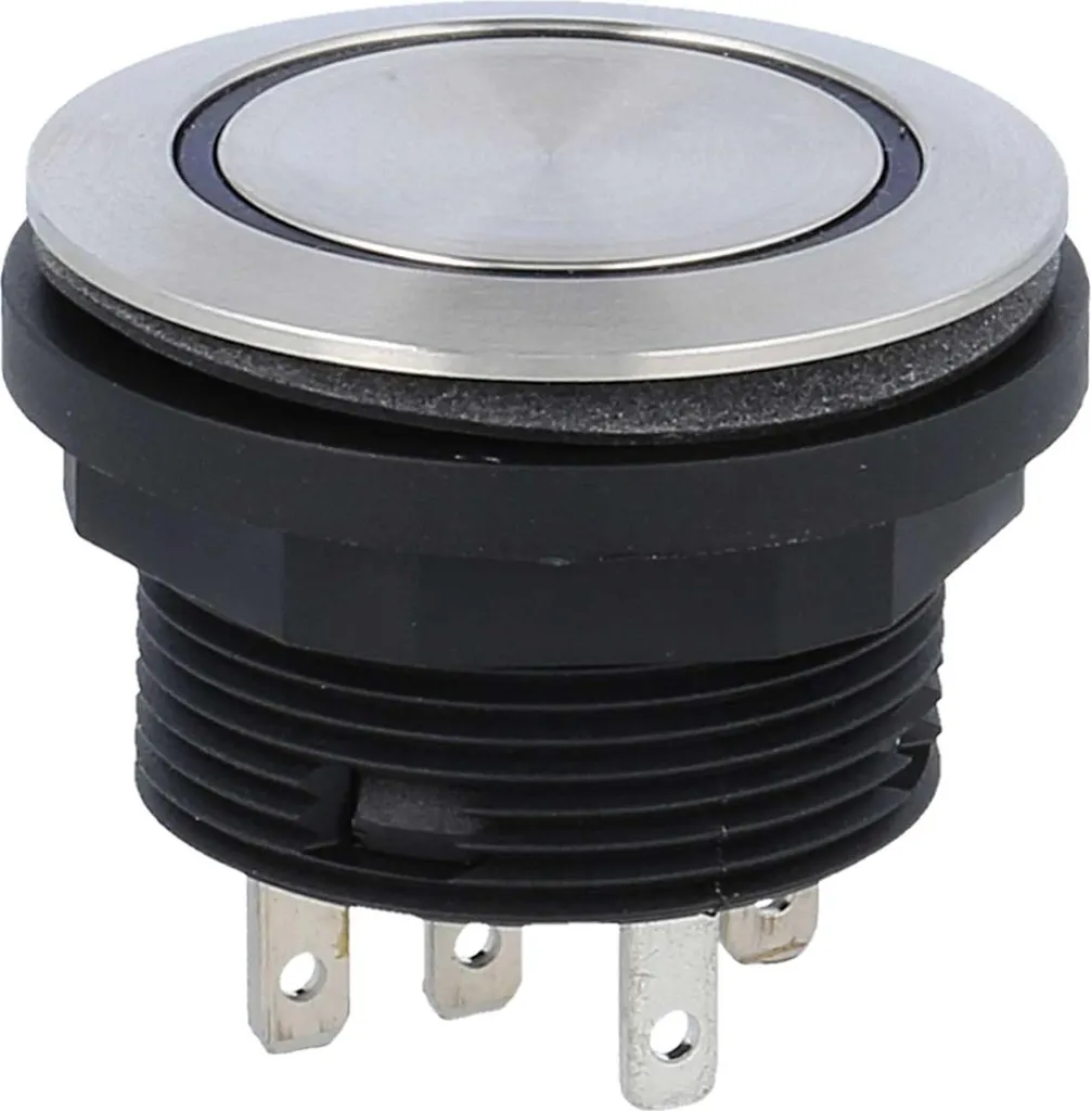 Bouton-poussoir tactile rond éclairé Schlegel SHORTRON à raccord plat
