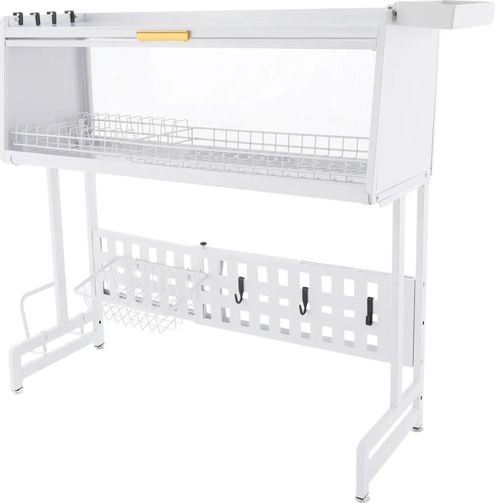 Égouttoir à vaisselle design blanc anti-corrosion gain de place efficace