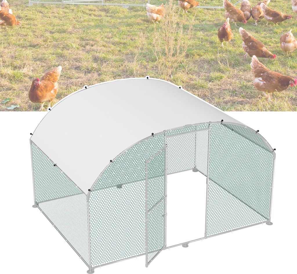 TRMLBE Poulailler 3x2 m Poules Enclos arc toit Acier Image du produit 