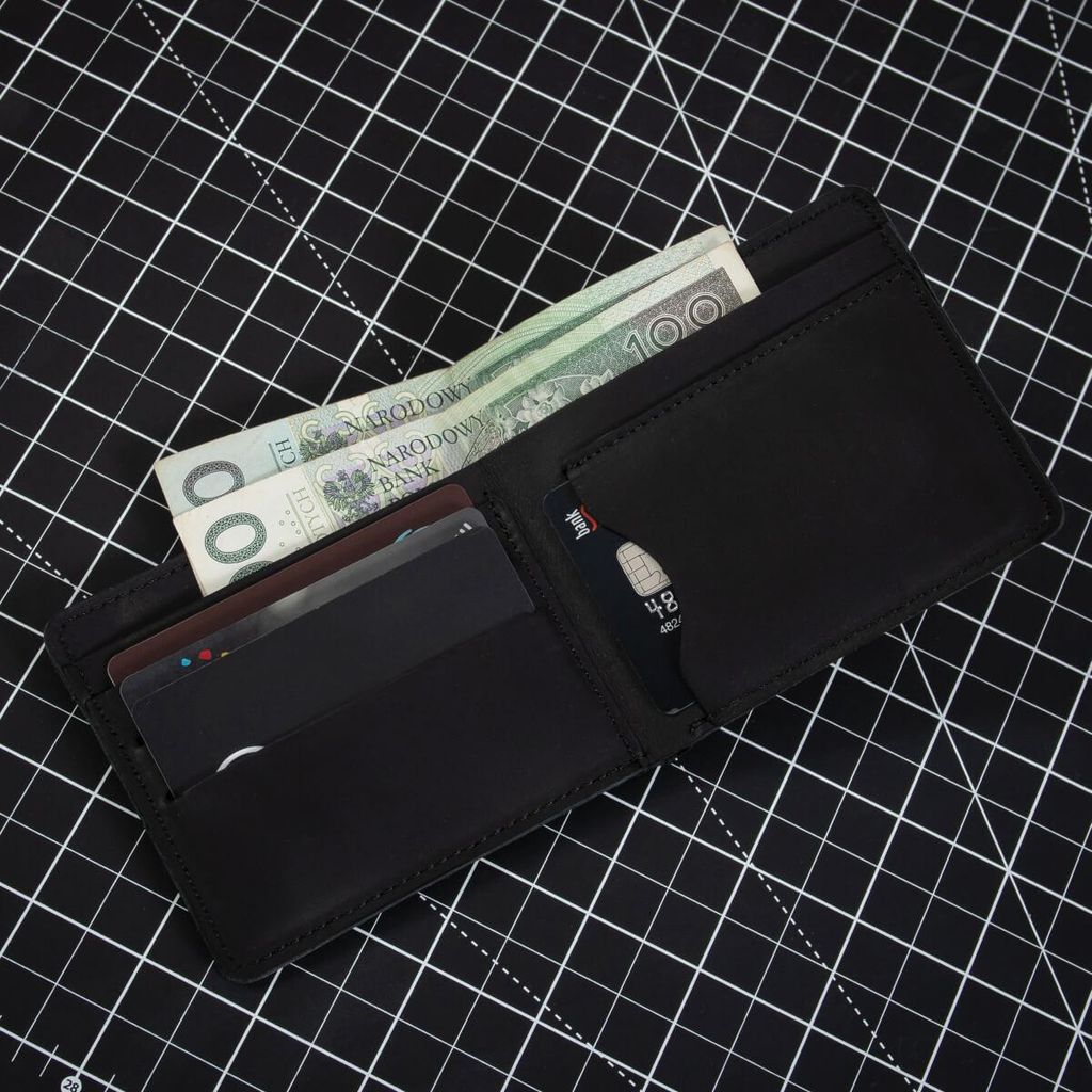 Schwarz minimalistische Herren Kreditkartenbrieftasche Produktbild 