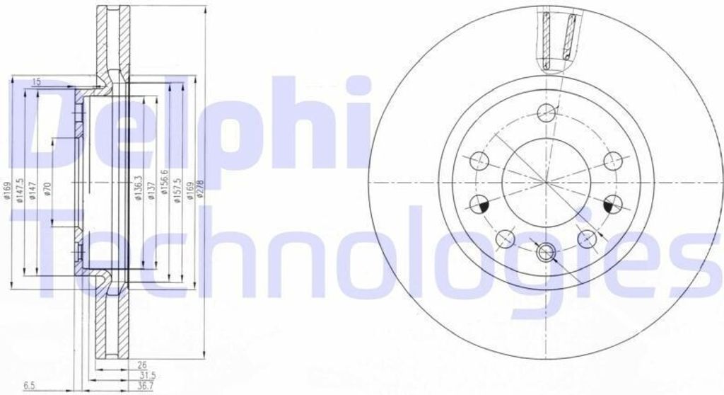 2x DELPHI Bremsscheibe BG4149 für OPEL Corsa D Schrägheck (S07) 43mm 278mm
