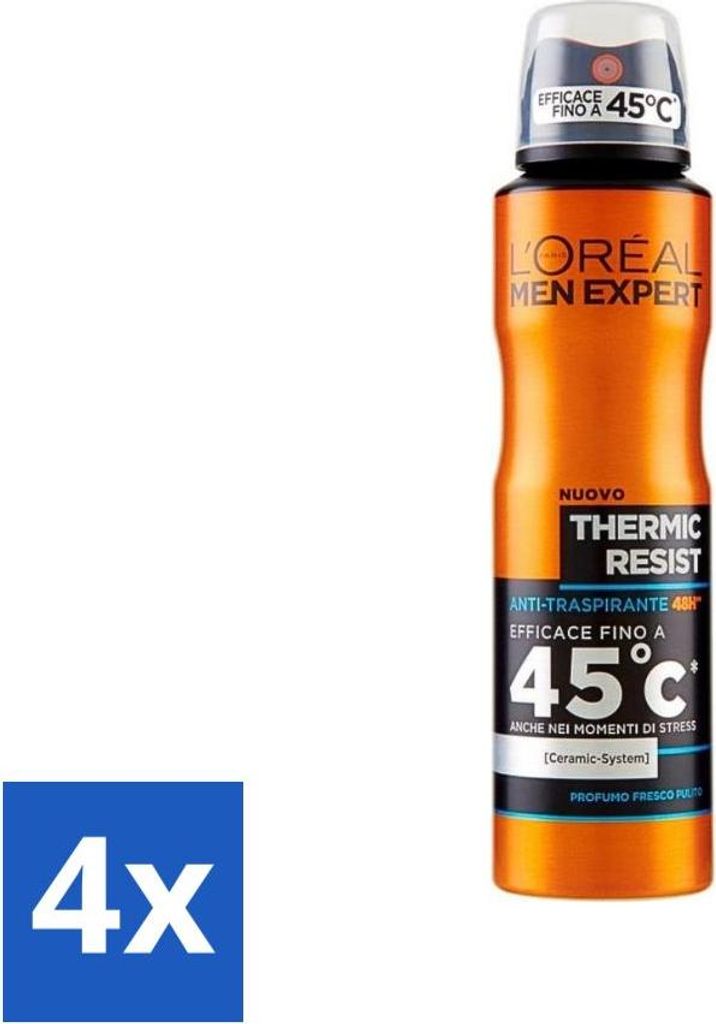 L'Oréal Men Expert Deo Spray – Deodorant – Thermic Resist – 150 ml - Vorteilspack - 4 Stücke