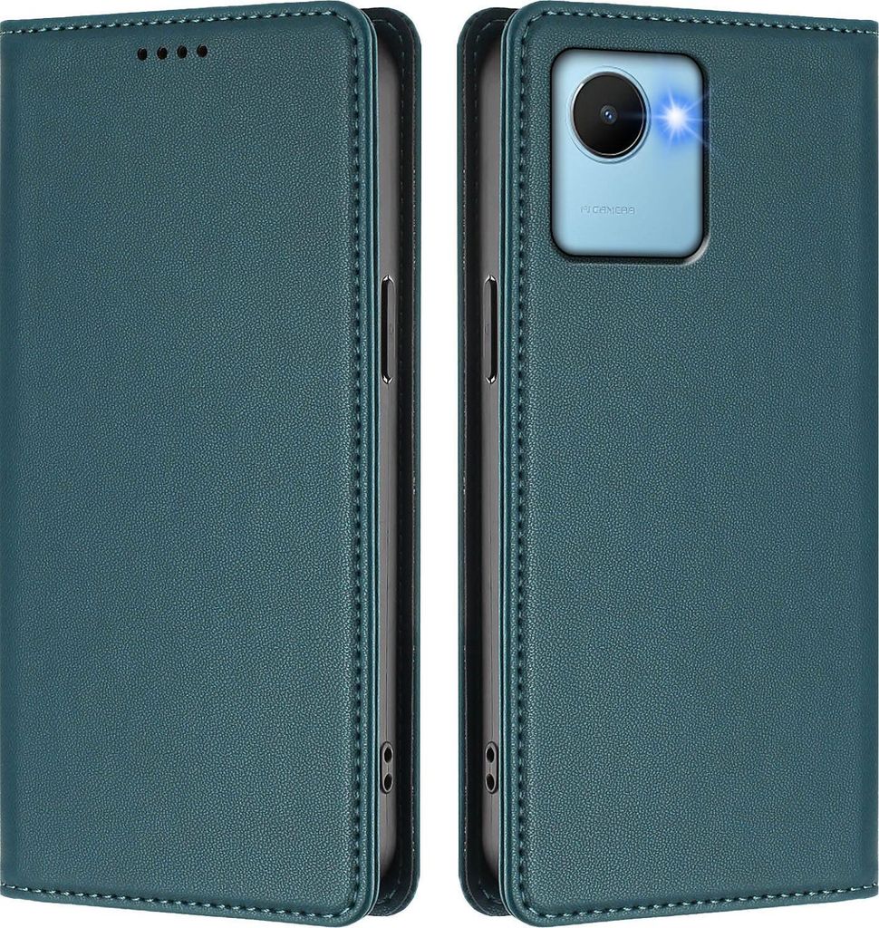 Handyhülle für Realme C30 /Realme C30S, Kunstleder Klapphülle Stoßfeste Magnetische Hülle mit Ständer Grün